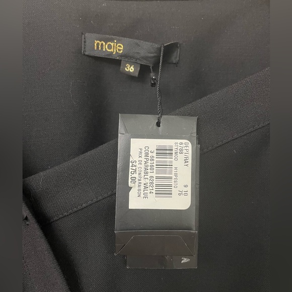 [s] MAJE NWT Jumpsuit Pesto Cold Shoulder Pockets Minimalist Black Size 36 Small - Picture 12 of 12